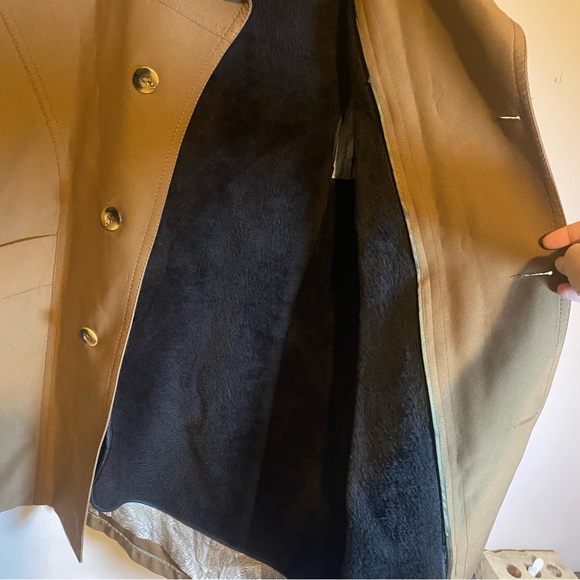 Richman Brothers Mens 44 Tan Trench Coat Removable Zip Lining Vintage Business - Picture 7 of 9